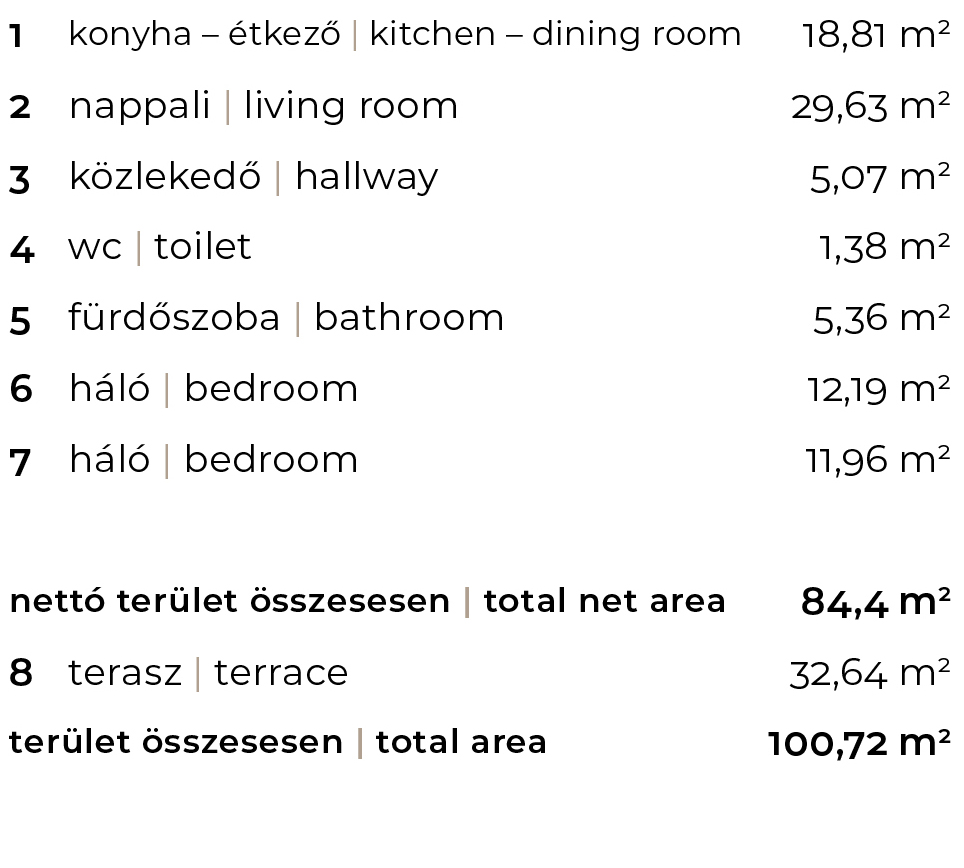 1-3em-1 új építésű lakás helyiségei