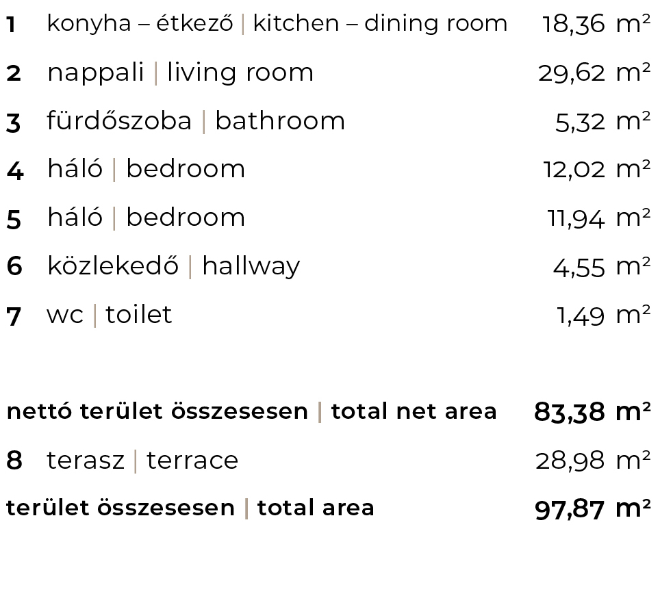 2-3em-1 új építésű lakás helyiségei